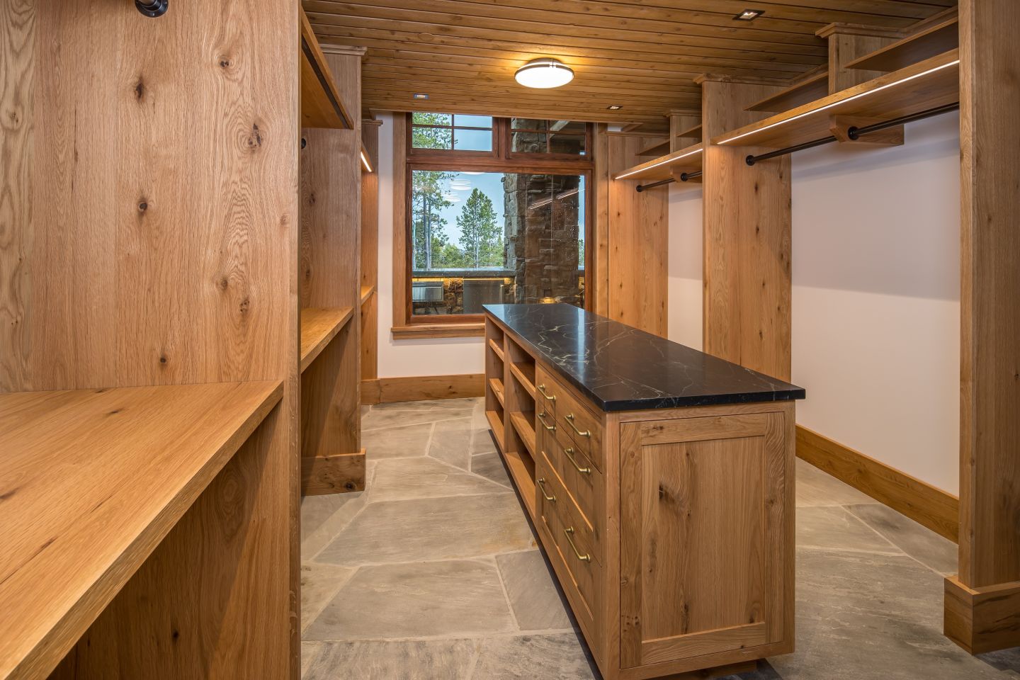 Custom ski closet storage — Montana private residence